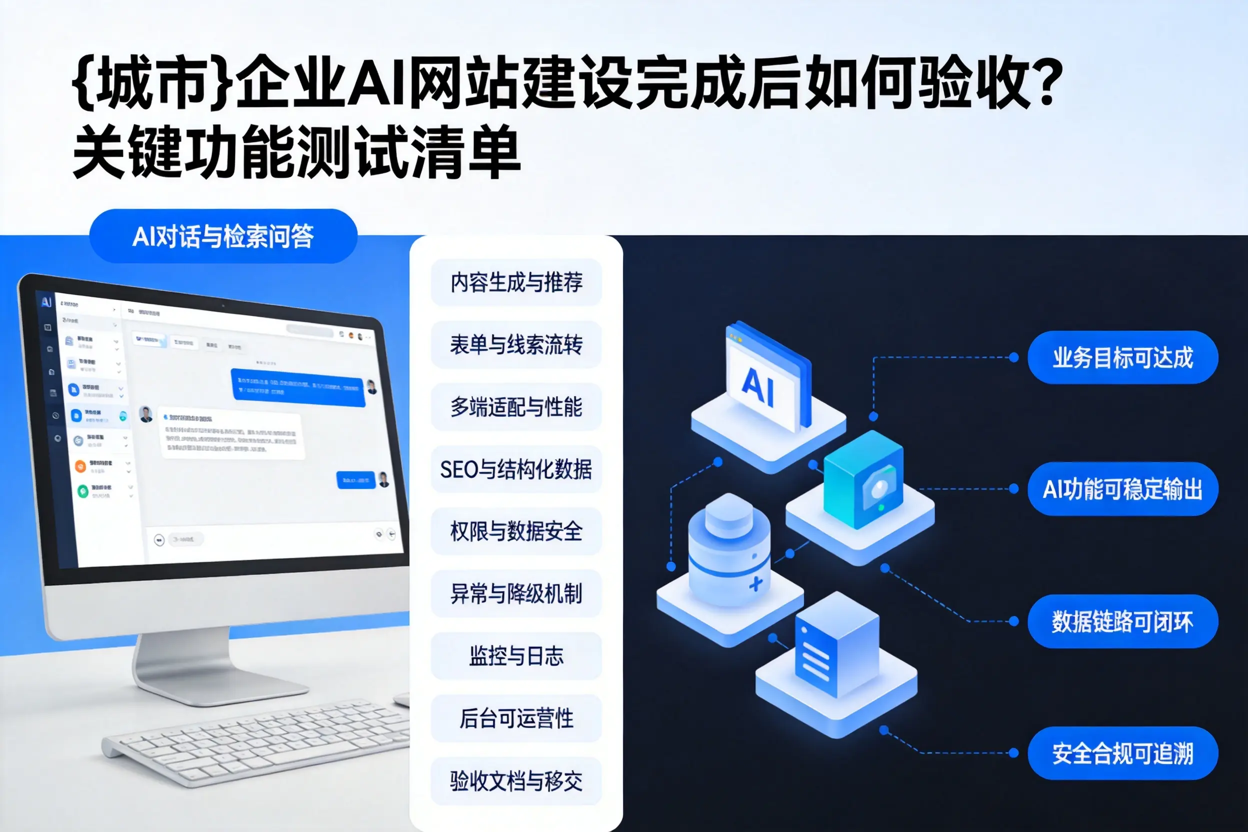 河池企业AI网站建设完成后如何验收？关键功能测试清单