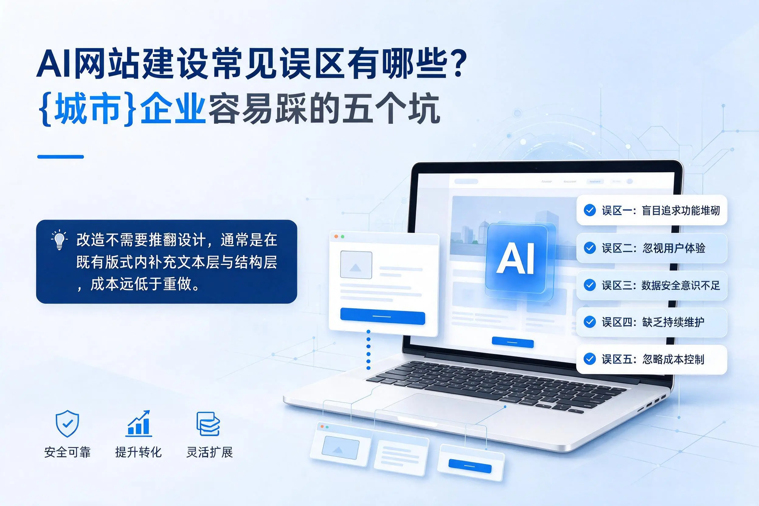 AI网站建设常见误区有哪些？河池企业容易踩的五个坑